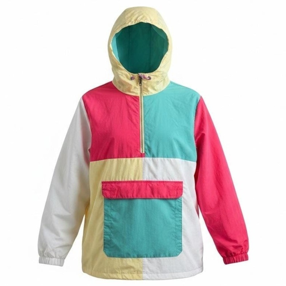 Empyre Windbreaker Pullover Men Large Colorblock Half Zip Hooded Jacket 90s VTG
